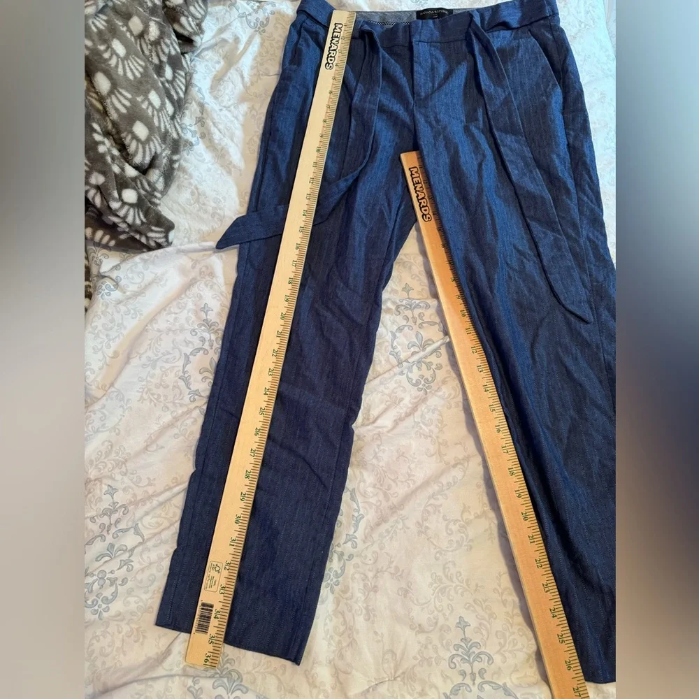 Banana Republic Avery Tie Waist Linen Blend Ankle Pant‎ Blue Size 4